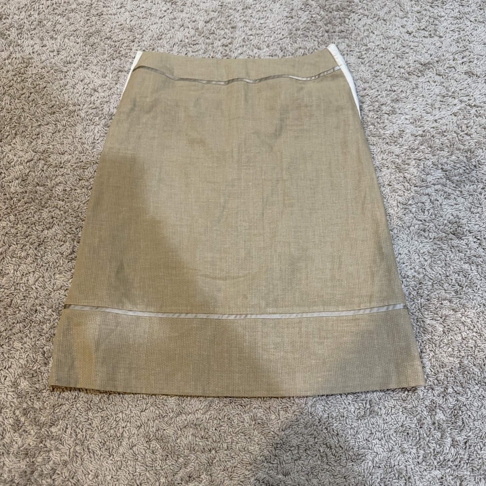 Lanvin Collection Skirt Womens 38 Beige Linen Blend A-Line Career Workwear Japan
